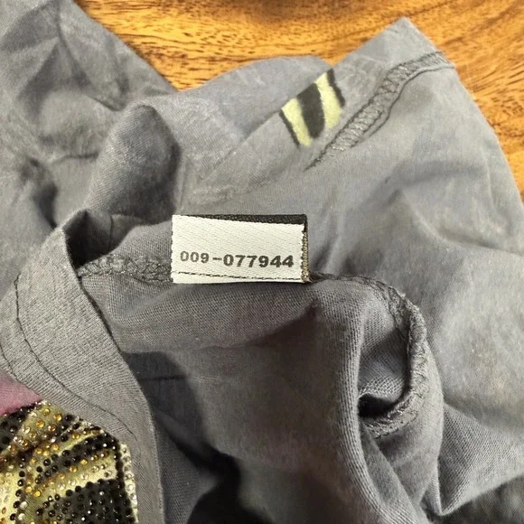 Christian Audigier Shirt Men XXL Grey Long Sleeve Tee Praying Hands Rhinestone